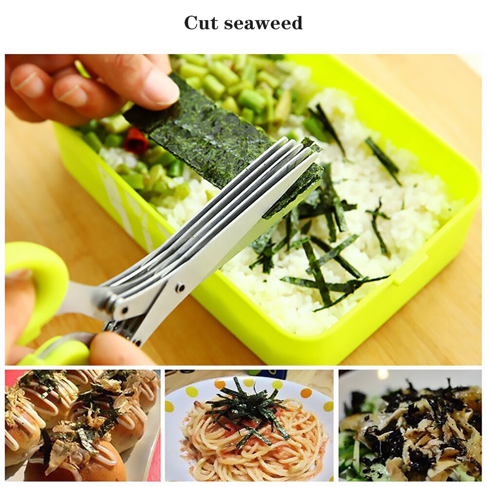 Stainless Steel Knives 5 Layers Basil Rosemary Kitchen Multi-Layers Scissor Household Shredded Scallion Cut Herb Spices Scissors