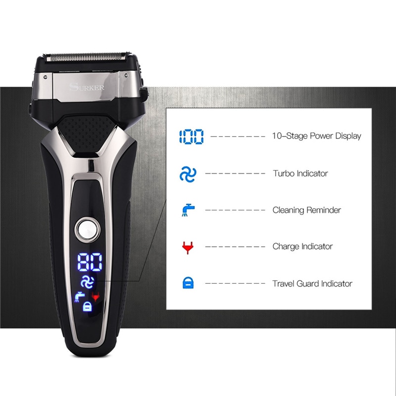 Men Rechargeable Electric Shaver Razor 3DTriple Floating Blade Stainless Steel Wireless Beard Trimmer Waterproof Shaving Machine