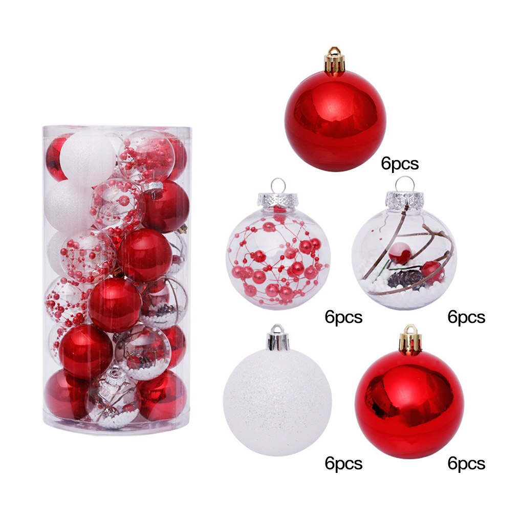 6cm 30pcs Christmas Tree Hanging Balls Home Office Mall Tree Plastic Balls Hanging Decor Ornament: NO.7