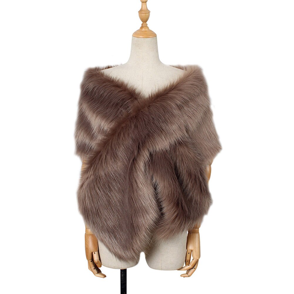 Vrouwen Deluxe Faux Fur Sjaal Vintage Schouder Wrap Stole Warme Sjaal Voor Avondjurk 1920 S Flapper Cover Up winter Cape: Khaki