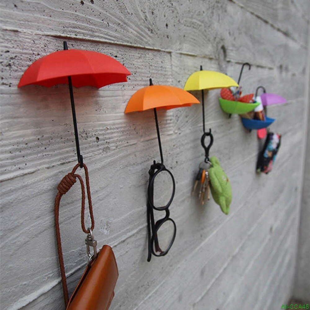 Accueil fournitures 3 pièces/lot parapluie forme Clips mignon auto-adhésif mur porte clés Clips école bureau collant support