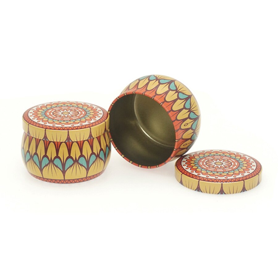 9pcs Retro Floral Tin Can with Lid Jewelry Tin Box Cookie Candy Tea Storage Organizer Handmade Candles Making Container