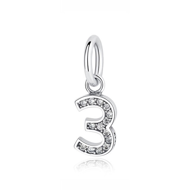 100% 925 Sterling Silver Classic Digital Women's Charm DIY Jewelry Pendant Jewelry: 791341CZ