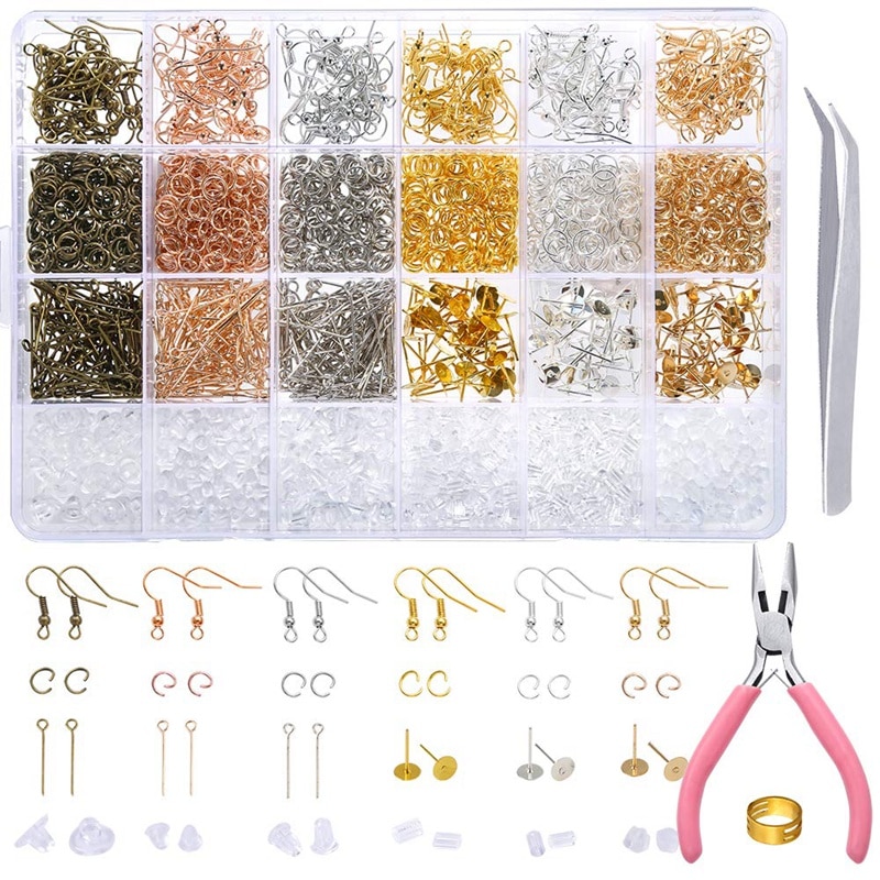 463 Pieces Earring Making Supplies Kit with Earring Hooks, Jump Rings, Earring Post, Pliers, Tweezers, Jump Ring Opener for Earr: Default Title