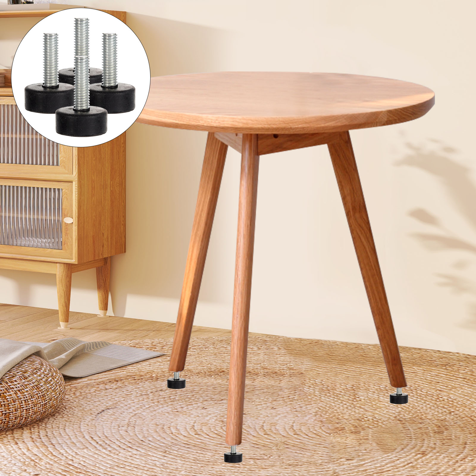 Pieds en Caoutchouc à Vis pour Meubles, Coussinets pour Tables et Canapés, 4 Pièces