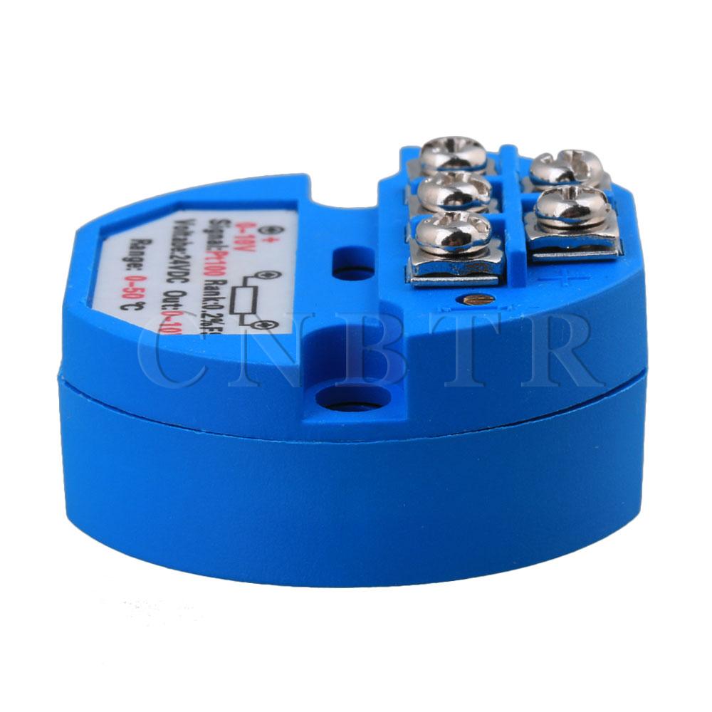 CNBTR RTD PT100 Temperature Sensors Transmitter 0 to 50 degree Output 0-10V Blue