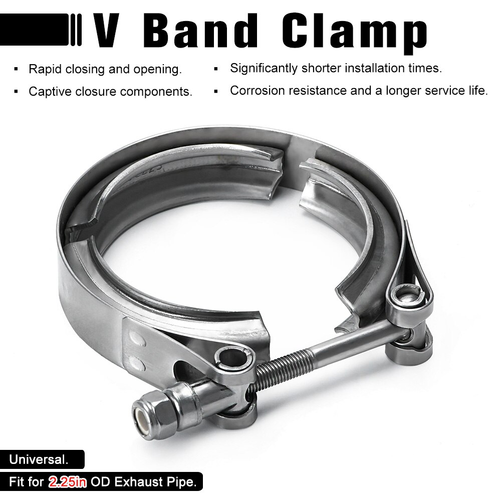 TURBO/INTERCOOLER/tubería bajante/abrazadera de banda en V PQY5282VC de 2,25 "de acero inoxidable 304