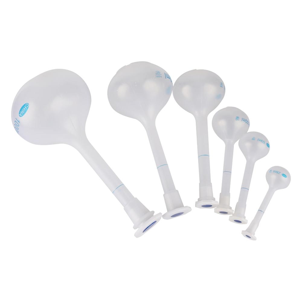 Laboratorium szkolne wazon plastikowy kształt kolba pomiarowa z korkiem precyzyjny trwały długi szyi wolumetryczny trwały instrument eksperymentalny