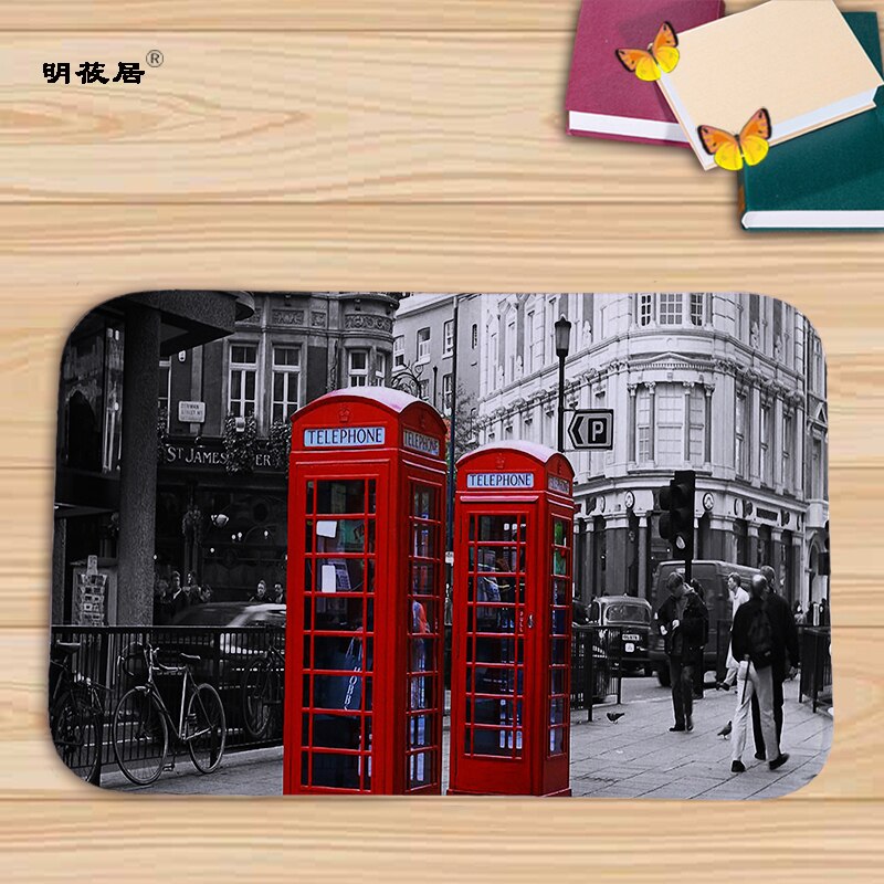 Billig pris boligindretning london paris naturskønne bygninger retro stue dørmåtte 40 x 60cm gulvmåtter flannel bad køkken tæpper: Mu 128