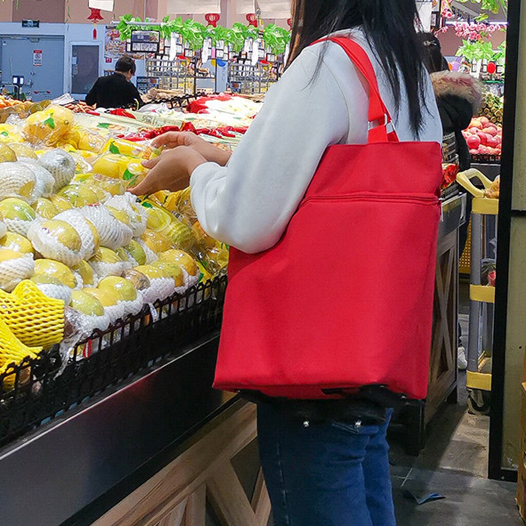 Foldable Portable Shopping Storage Bags Trolley Bag Food Grocery Cart On Wheels