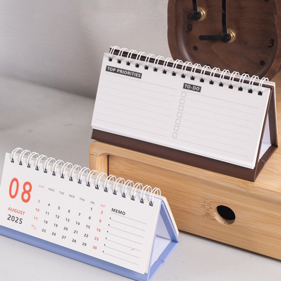 Enkel engelsk mini-skrivebordskalender til skrivebordsvisning, bærbar kalender til skrivebordsdekorasjon, håndlaget dagbok  .07.12