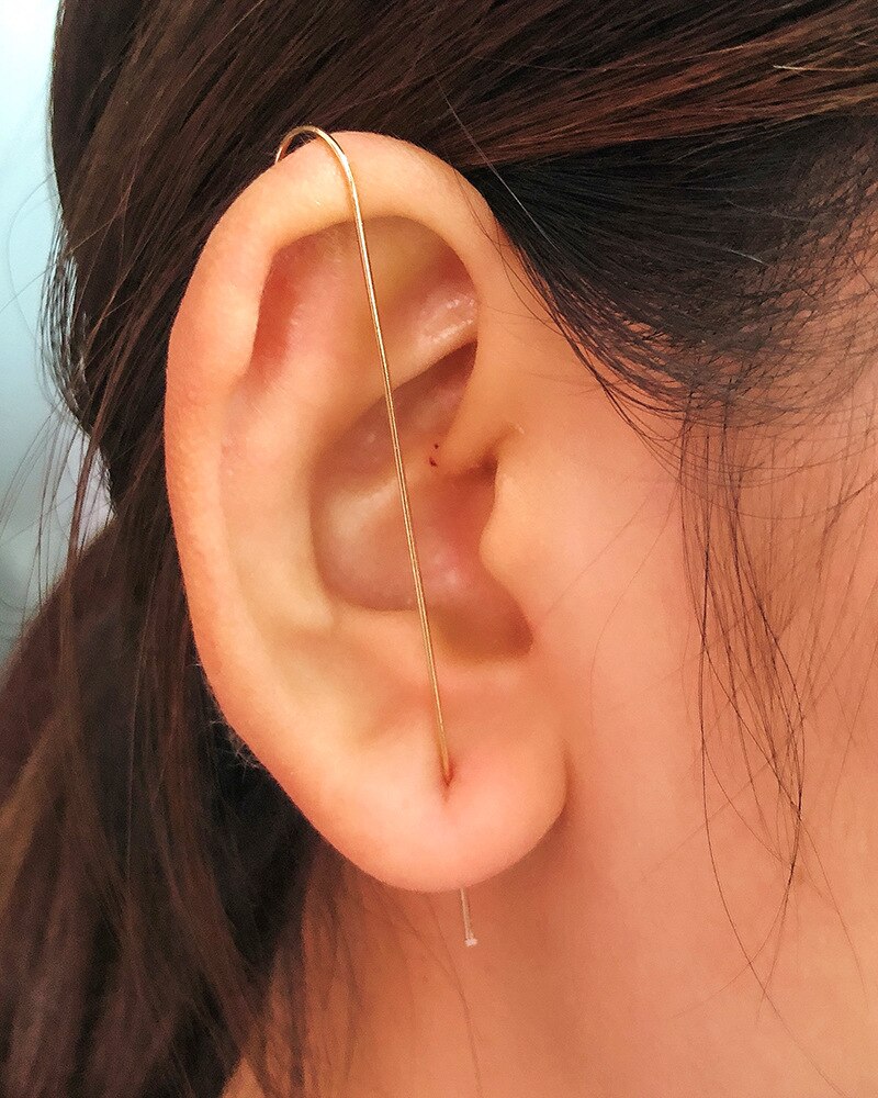Zircon Piercing Earrings For Women Ear Needle Wrap Crawler Hook Earrings Pearl Cuff Stud Copper Inlaid Earrings 1Pc: 17