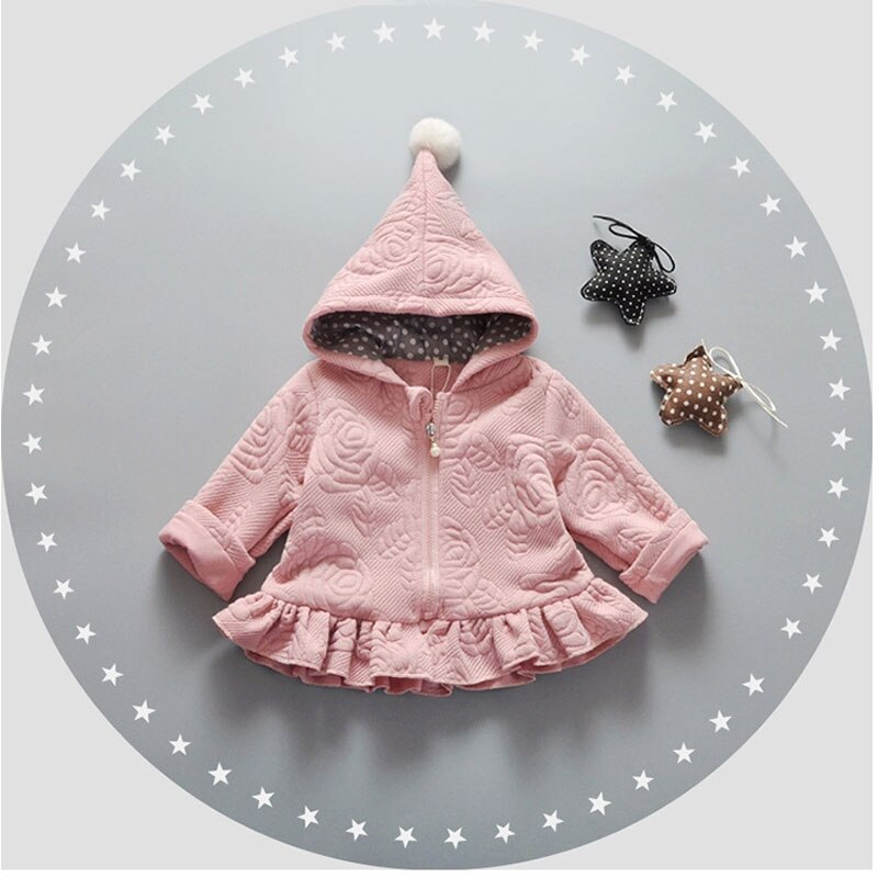 Lente meisje print leuke zoom jas jassen voor baby meisjes kleding katoen capuchon outfit sport bovenkleding jas: pink
