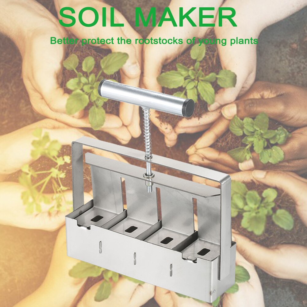 2 inch Manual Soil Blocker Stainless Steel Handheld Soil Block with Handle Plant Soil Blocking Tool Seedlings Garden Accessories