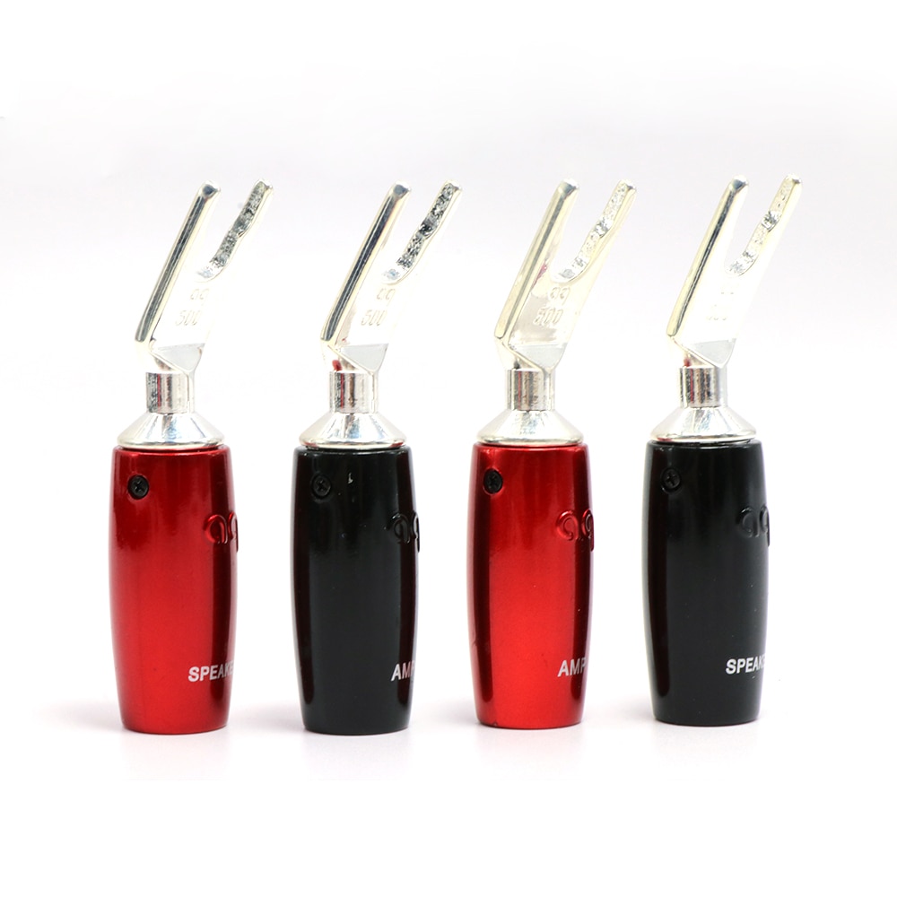 4Pcs/Lot 500 Series Silver Multi Y Spades for audio speaker cable, Speaker cable connector plug,HIFI