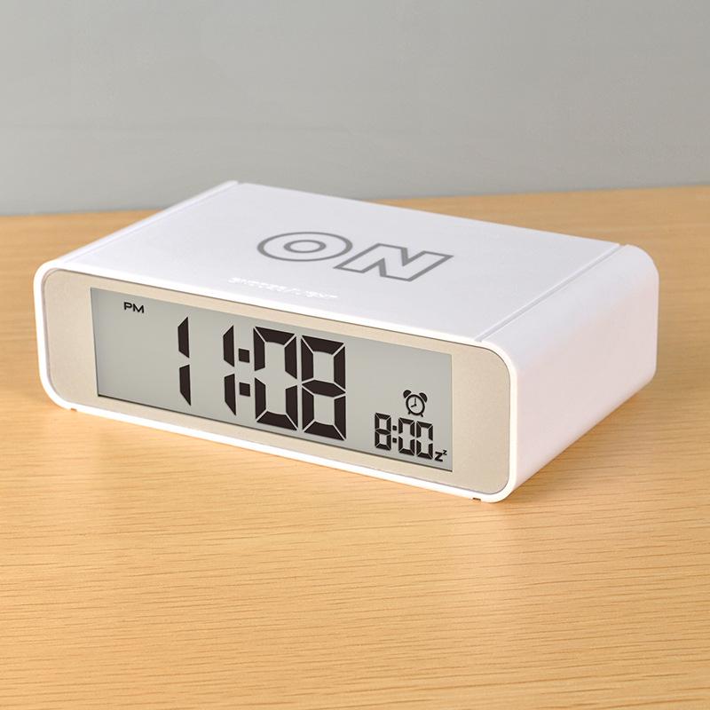 Intelligent Flip Alarm Clock Digital Electronic Top Touch Sensor Watches Luminous Snooze Bedside Clocks Rechargeable Desktop: white 