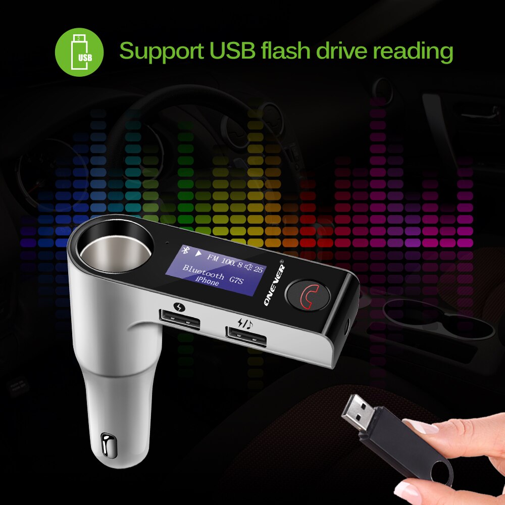 G7S Bluetooth Carkit Muziekspeler Fm-zender Modulator Met 3.1A Dual Usb Car Charger Sigarettenaansteker