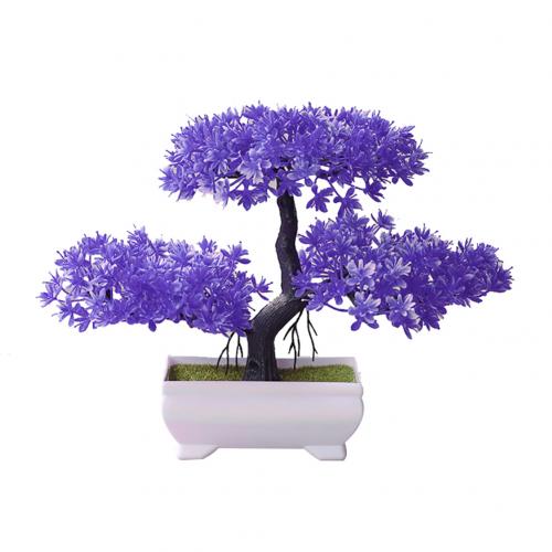 Realistinen keinotekoinen vihreä ruukku tervetuloa mänty jäljitellä bonsai-simulaatio keinotekoinen ruukkukasvi ornamentti kodin koristelu: Violetti