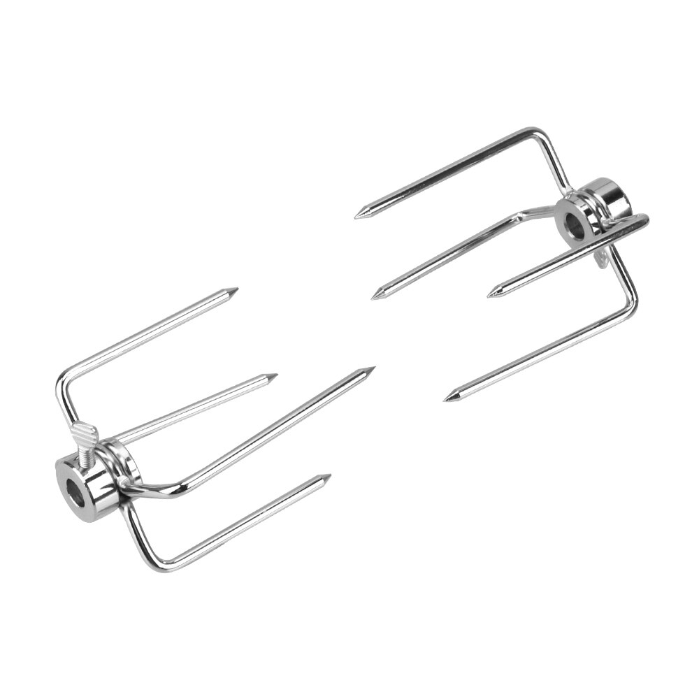 Horquillas de acero inoxidable para barbacoa, herramientas de cocina para asar pollo, carbón vegetal, tenedor de carne, Rotisserie, 2 unids/set por juego
