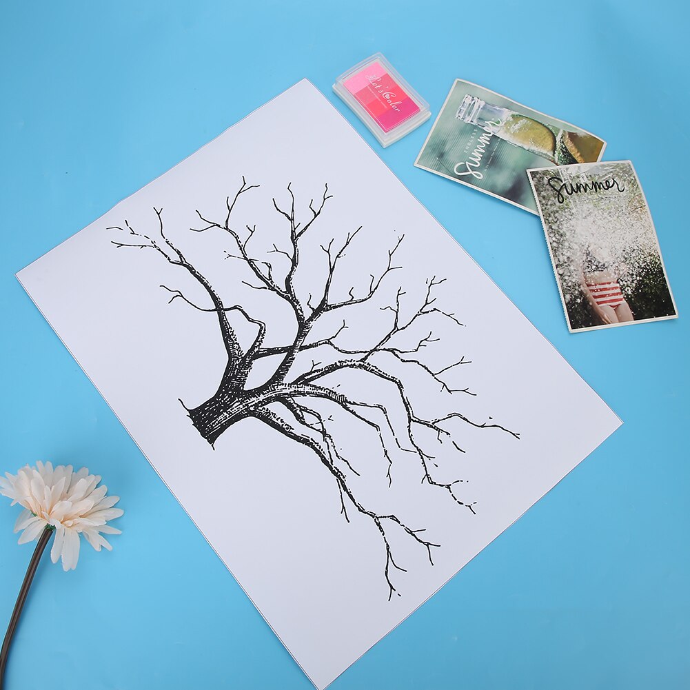 Painting 30x40cm DIY Wedding Party Fingerprint Painting Guestbook Signature Tree Home Decor with Inkpad