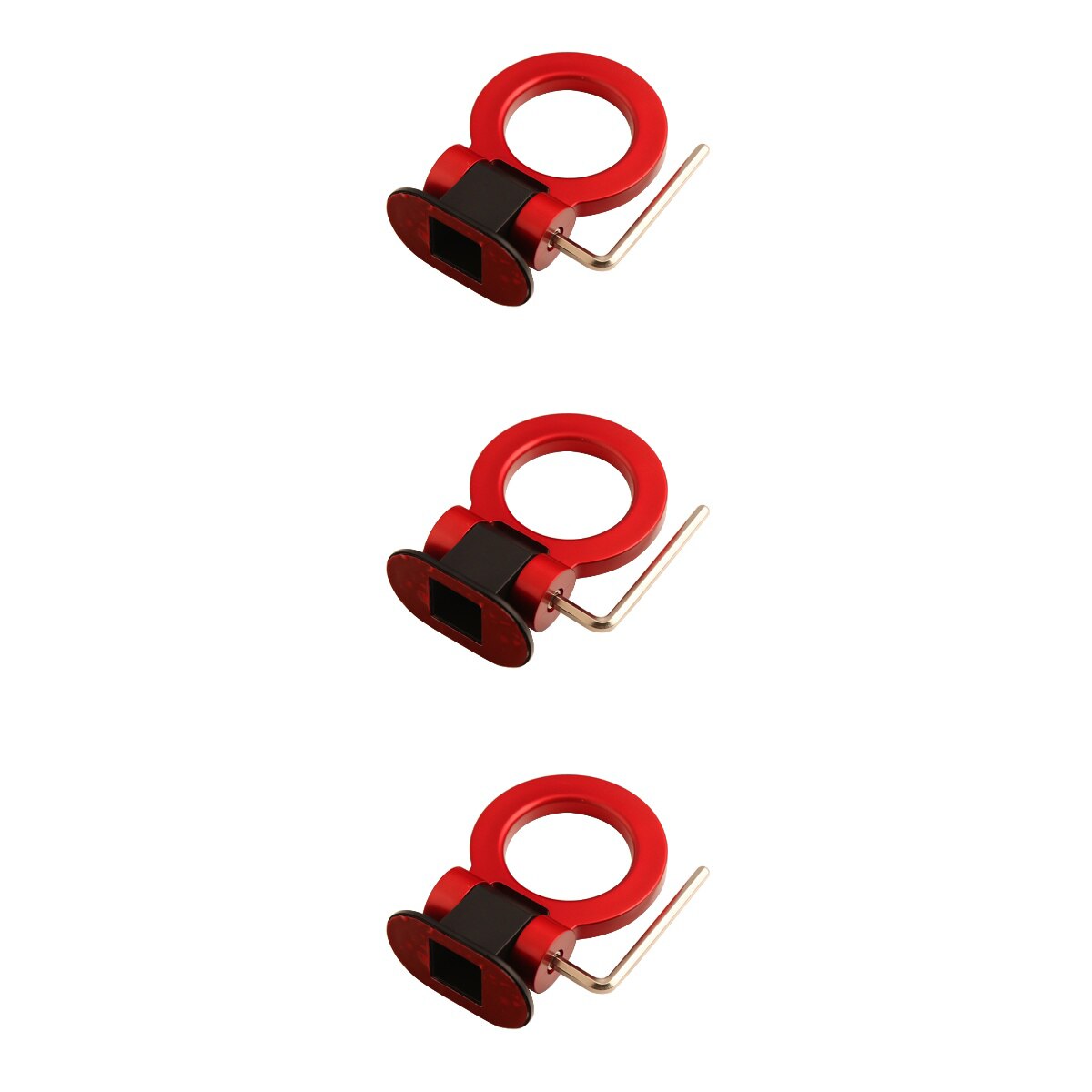 3pcs Universal Ring Track Racing Style Tow Hook Decoration For Any Car SUV Truck (Red)