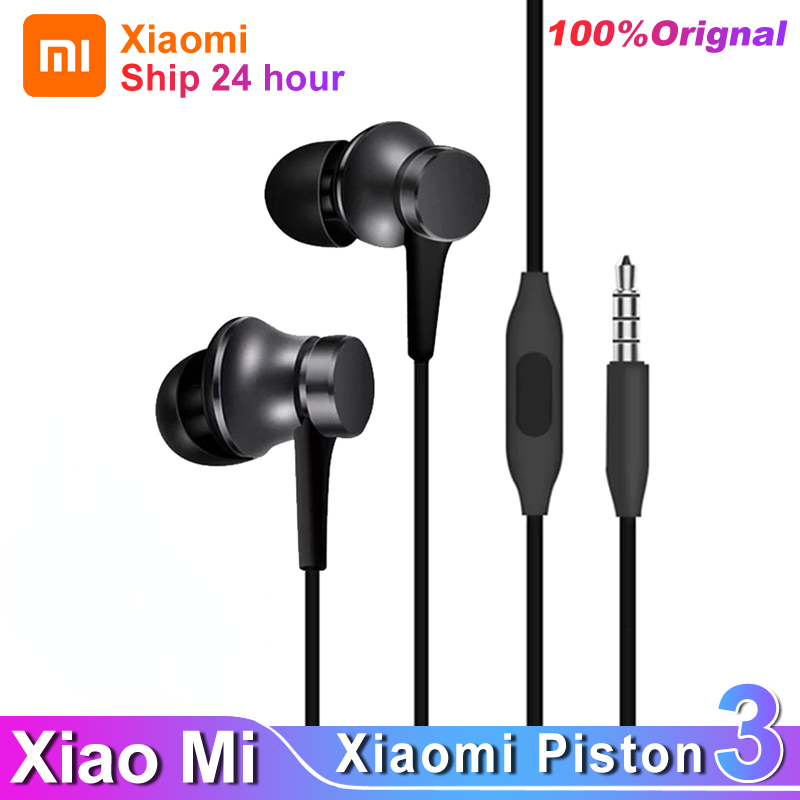 Original Xiaomi Piston 3 auriculares bajos con cable 3,5 MM auriculares deportivos intrauditivos con micrófono para teléfono Xiaomi Samsung Huawei