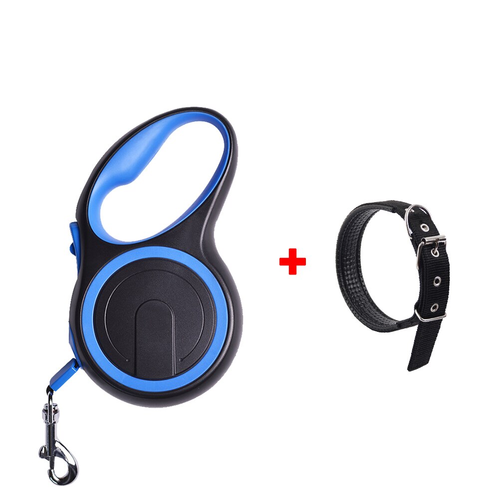 Laisse rétractable pour grands chiens, automatique, Flexible, en Nylon, corde de Traction longue et forte, extensible, fournitures pour animaux de compagnie: Blue Set / 5M For Within 20KG