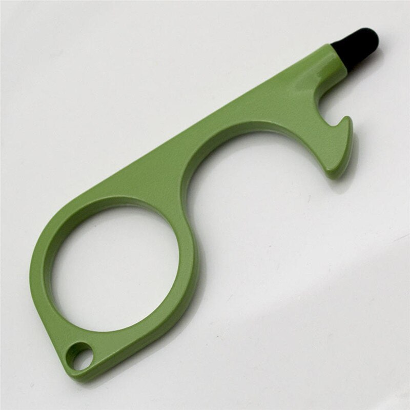 EDC Door Opener Silicone Head Contactless Press Elevator Door Opener Portable Antimicrobial Touch Screen Buttons Keychain: Green