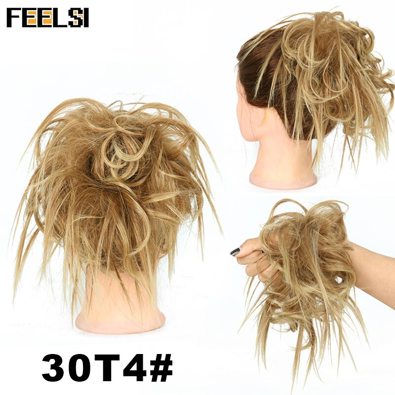 FEELSI 7 Zoll Chaotisch lockige Chignon haar brötchen Elastischen Band Haar brötchen Lockige Scrunchie haar Hochsteckfrisur Abdeckung Synthetische Haarteil für frauen: #35