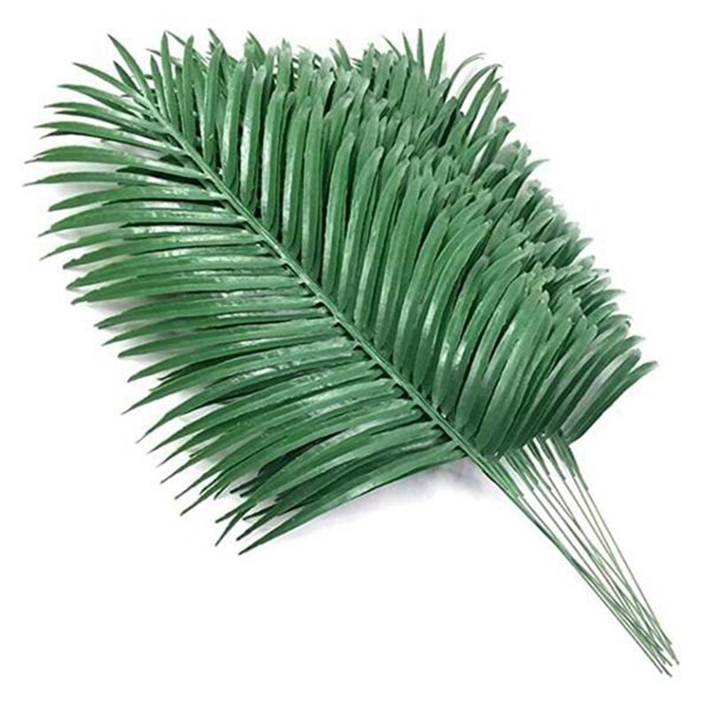 24 pçs folhas de palmeira artificiais plantas falso palmeira fronds tropical grandes folhas de palmeira vegetação planta para folhas festa havaiana: Default Title