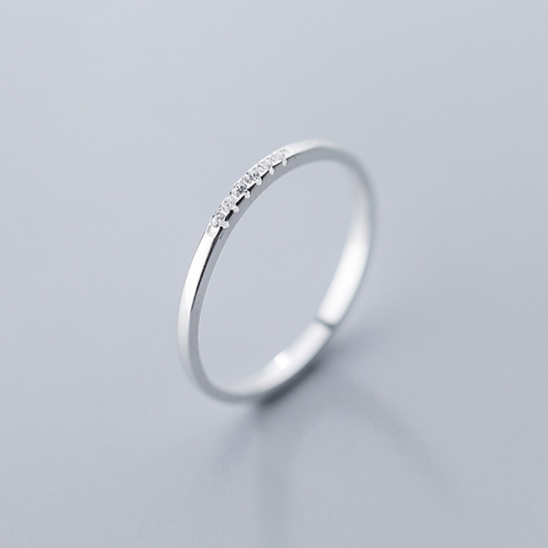 Echt 925 Sterling Silber Zirkon Runde Geometrische Ring Für Frauen Nette Feine Schmuck Minimalistischen Zubehör