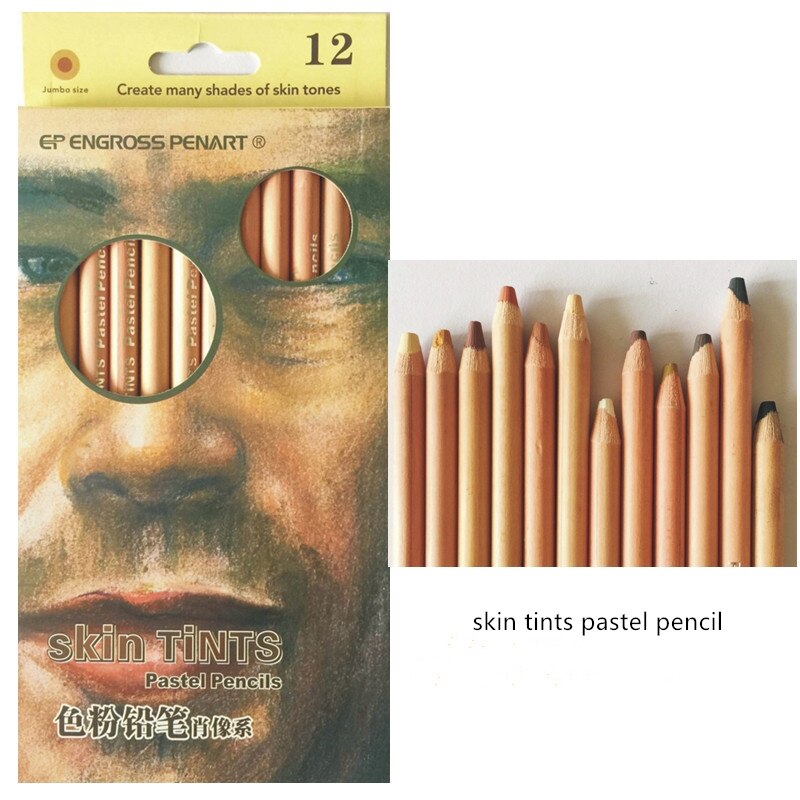 12Pcs Wood Pastel Pencil Set ,Basis Skin tints Pastel Color Pencil ,soft sketch art pastel pencil School Office art supplies: skin tints 12pcs