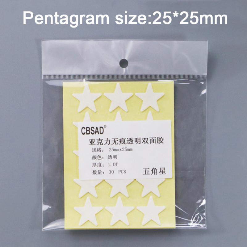 seamless acrylic transparent double-sided tape super sticky strong round five-pointed star square waterproof film: 30pcs star tapes