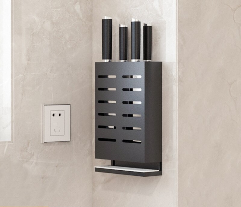 Aluminum Alloy Wall Mounted Kitchen Storage Rack Dish Drainer Plate Drying Pot Cover Cutlery Holder Pantry Oragnizer Accessories: Knife Holder
