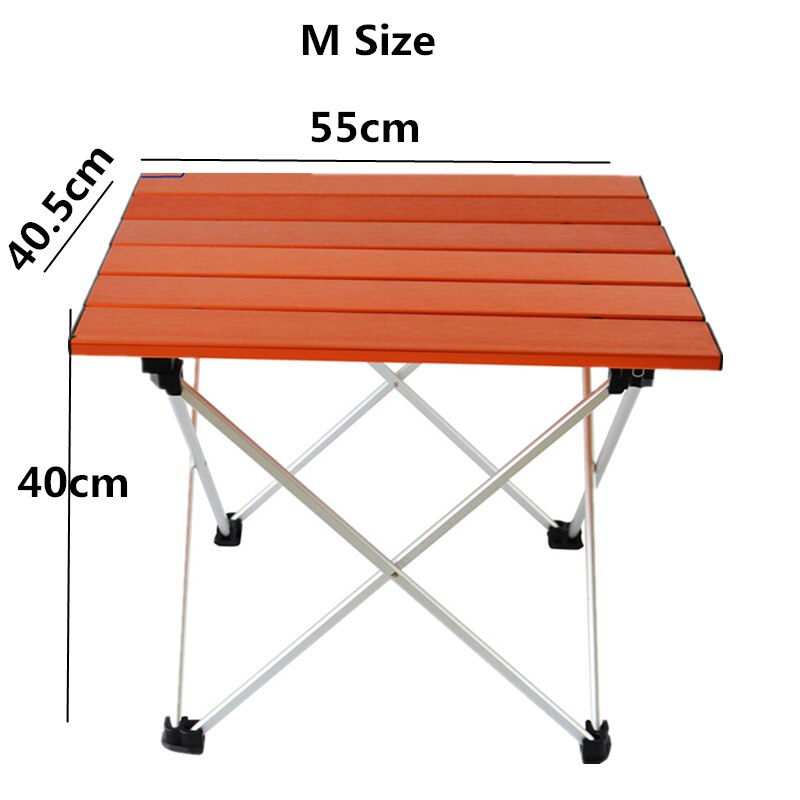 Vilead 2 størrelse aluminiumslegering folde campingbord til picnic fiskeri hkingking rejse bærbar udendørs foldbar camping desk: Orange m størrelse