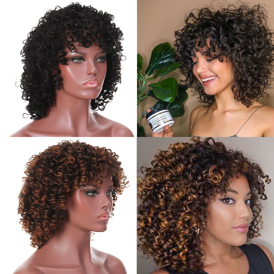 MUMUPI-peluca Afro rizada sintética para mujer, pelo negro Natural Afro, de alta temperatura, disponible en 2 colores