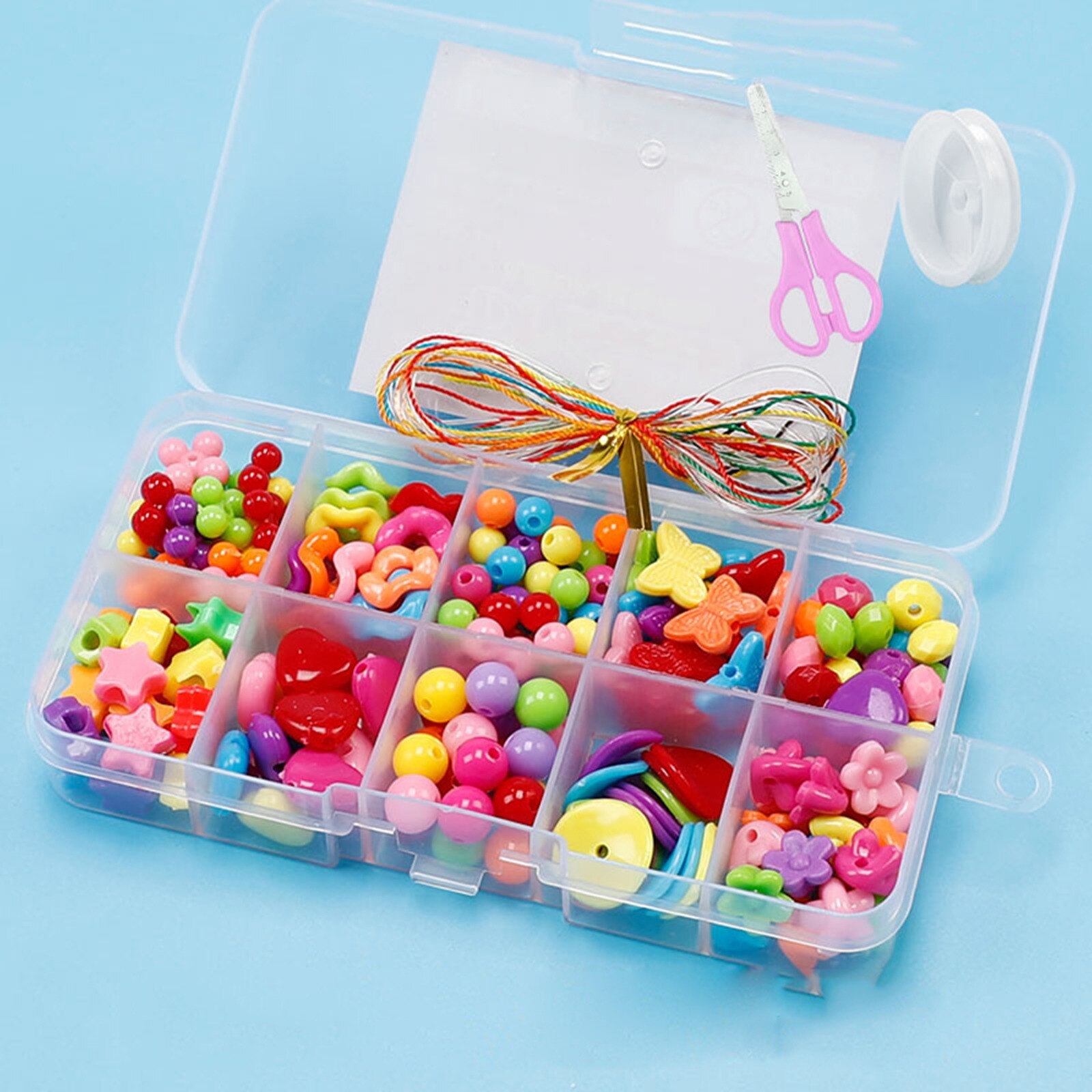 1 Set Acrylic DIY Handmade Beaded Kits For Girls Bracelet Necklace DIY Jewelry Making Craft Cute Heart Materials Accessories: 06