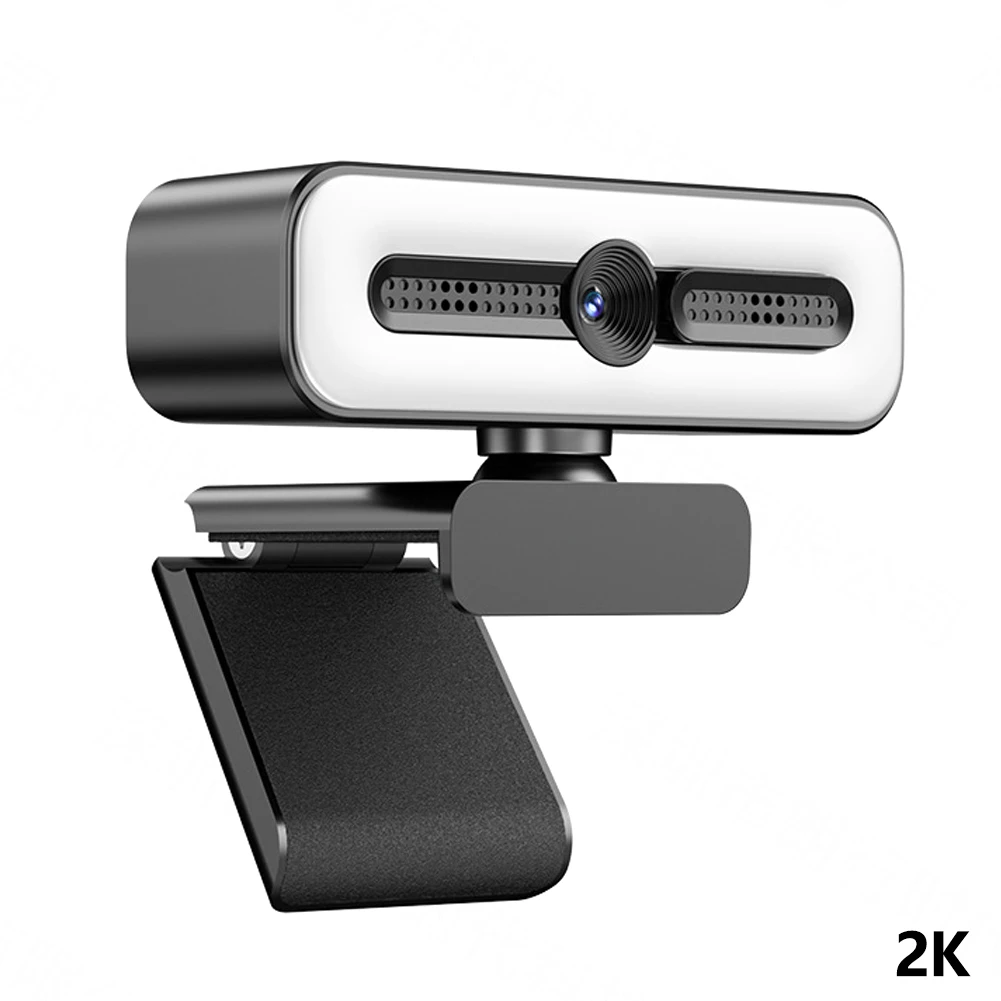 4k/2k/1080p webcam hd con microfono, luce webcam a led con messa a fuoco automatica, telecamere per computer e pc, webcam per registrazione video: Bianco