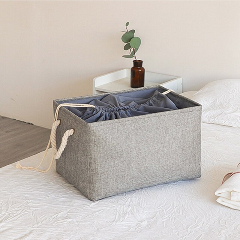 Folding Storage Basket Foldable Linen Storage Box Bins Drawstring Organizer Clothes Laundry Closet Toys Organize Holder