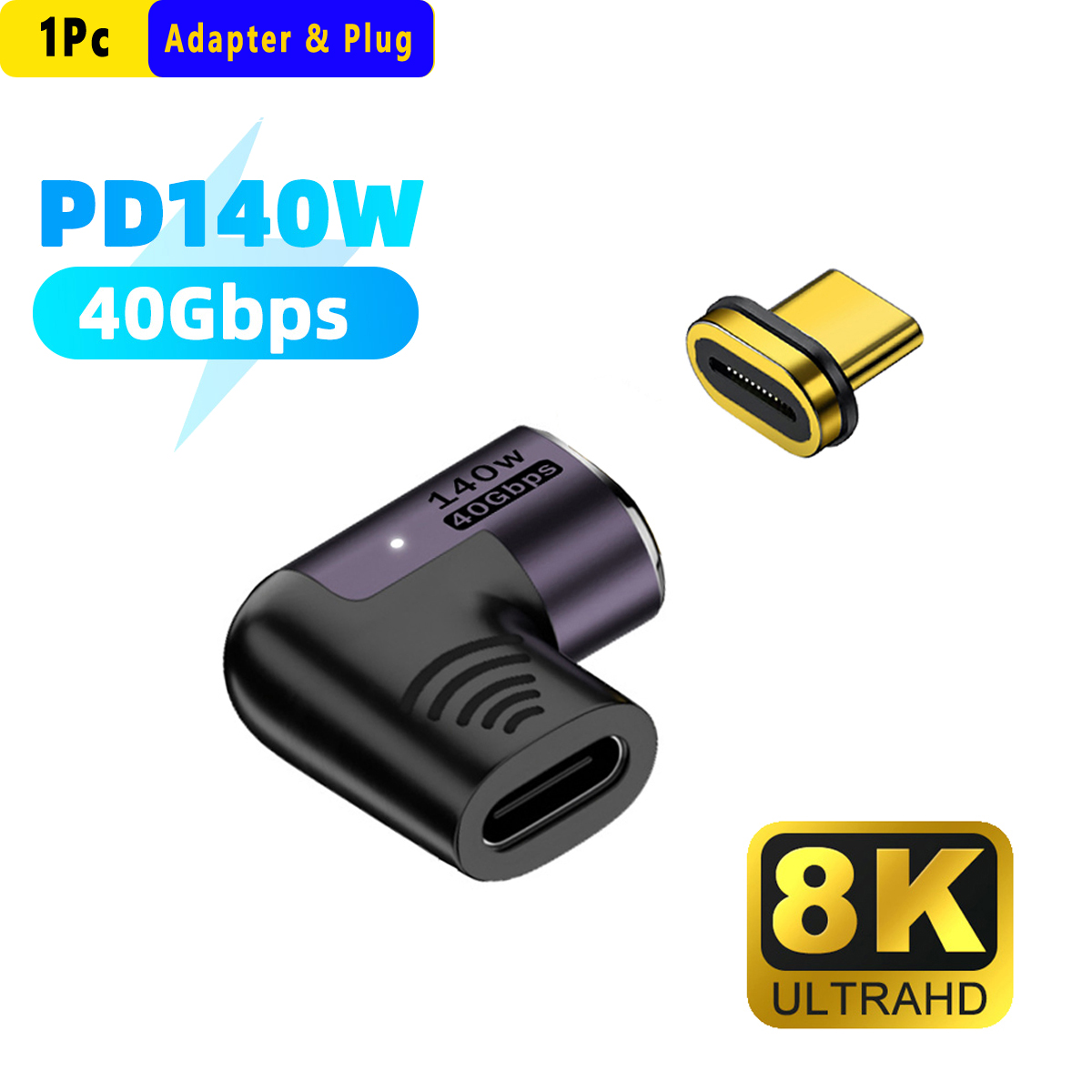 USB4.0 Thunderbolt 3/4 Magnetic Adapter 40Gbps Type C Male to Female 140W Fast Charging 8K@60Hz USB C Converter for iPad MacBook: Pink