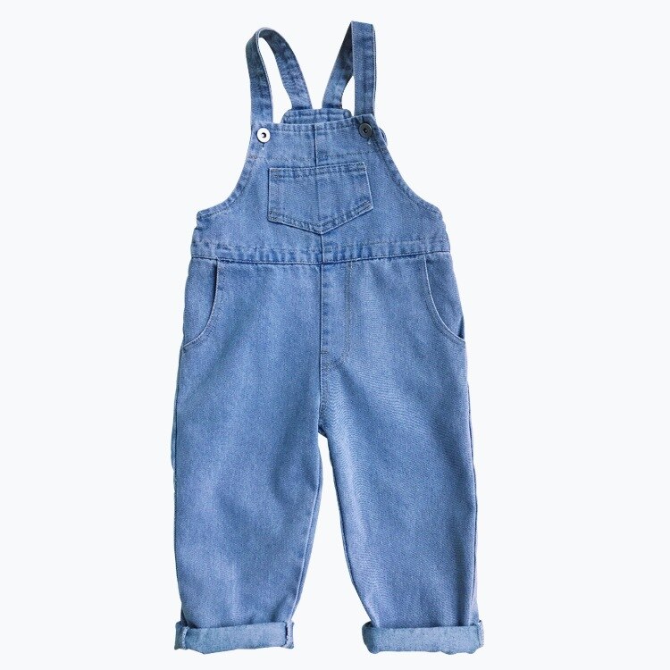 Unisexe babysalopette coréenne automne décontracté Denim salopette pour filles enfant en bas âge garçons jean bébé enfant salopette nouveauté: 6T