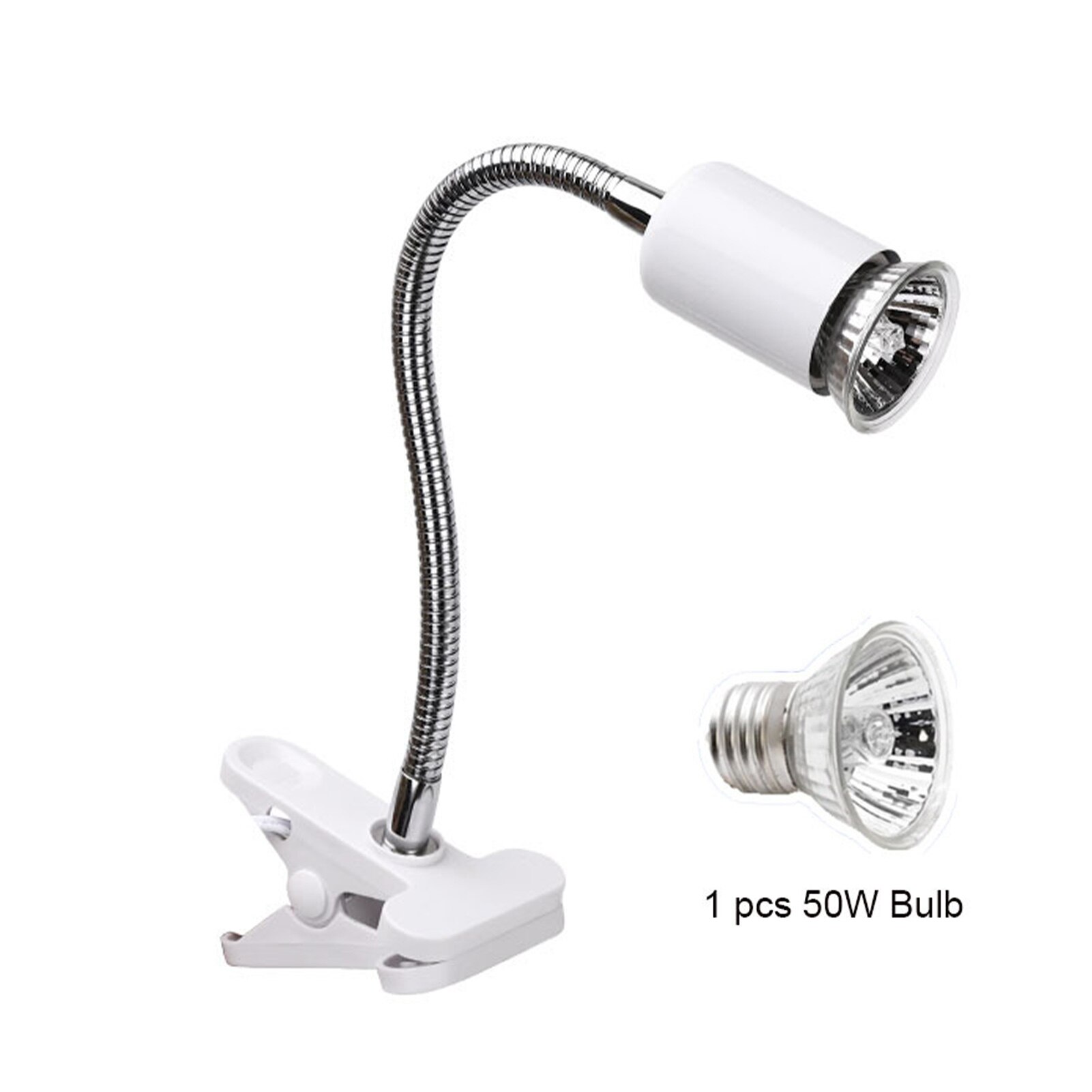 Reptiel Schildpad Warmtelamp Koesteren Lamp Heater Verstelbare Met Clip Aquarium Lamp Inbegrepen Voor Reptielen Hagedis Schildpad Leguanen: WHITE-EU-50W