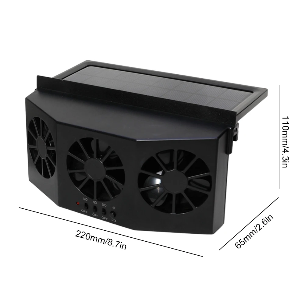 Ventilador de escape con energía Solar para coche, radiador de refrigeración para ventana, ahorro de energía, enfriador automático, desodorización portátil: Negro