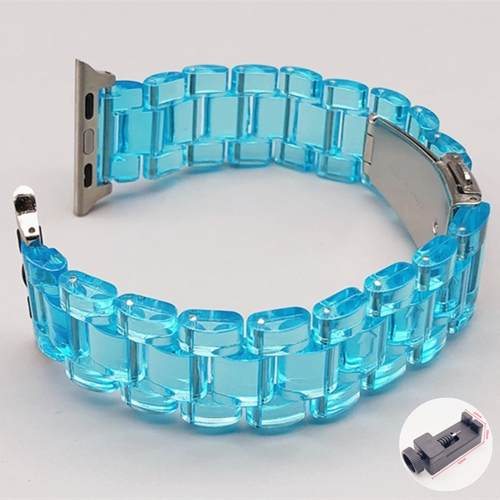 Resin urrem til apple watch series 10 9 8 7 6 rem 41mm 49mm klar rem stål iwatch  se 44mm 40mm 45mm 46mm 42mm ultra 2: Sort grå / 12mm