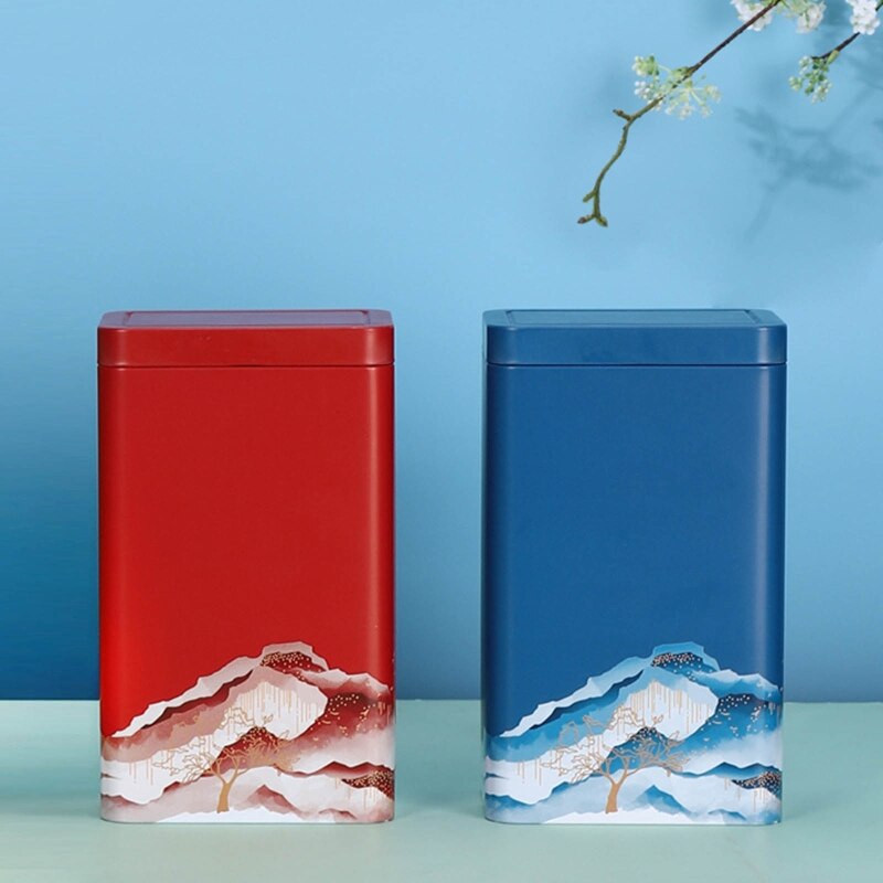 Caja de hojalata de Metal, contenedor de té japonés, tarro de almacenamiento de té verde, latas de comida E15D