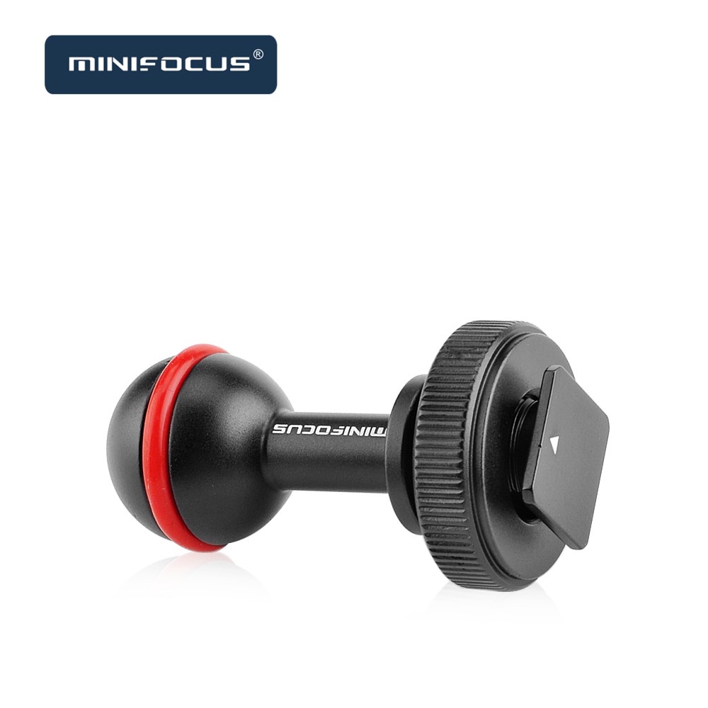 MINIFOCUS Cold Shoe Ball Mount Arm Base Adapter Turnable for Diving Housing Arm System Underwater Photography