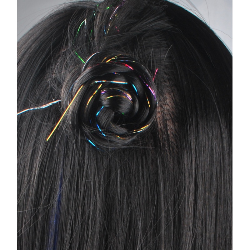 100cm 150 tråder/stk sparkle hair tinsel bling hårdekorasjon for syntetisk hårforlengelse glitter regnbue for jenter og fest