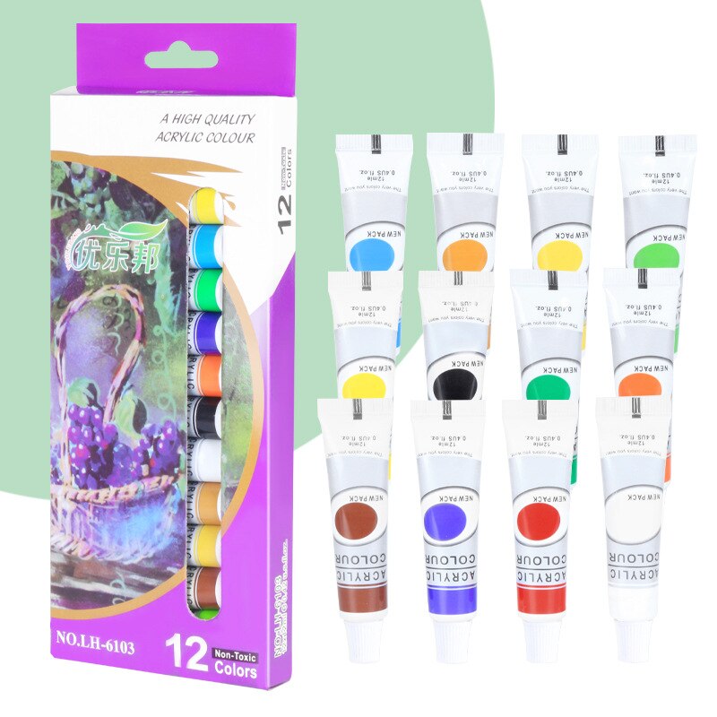 Acryl Verf Set Handgeschilderde 12-Kleur Schilderen Art Verf Tekening Pigment Muurverf Diy Voor Beginners kunstenaars
