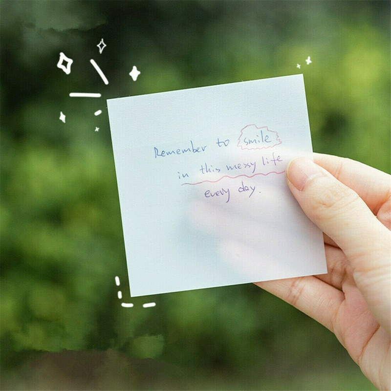 100pcs Transparent Sticky Notes Memo Stationery Memo Pads Sheet Waterproof Self-Adhesive Memo Notepad School Office Supplies