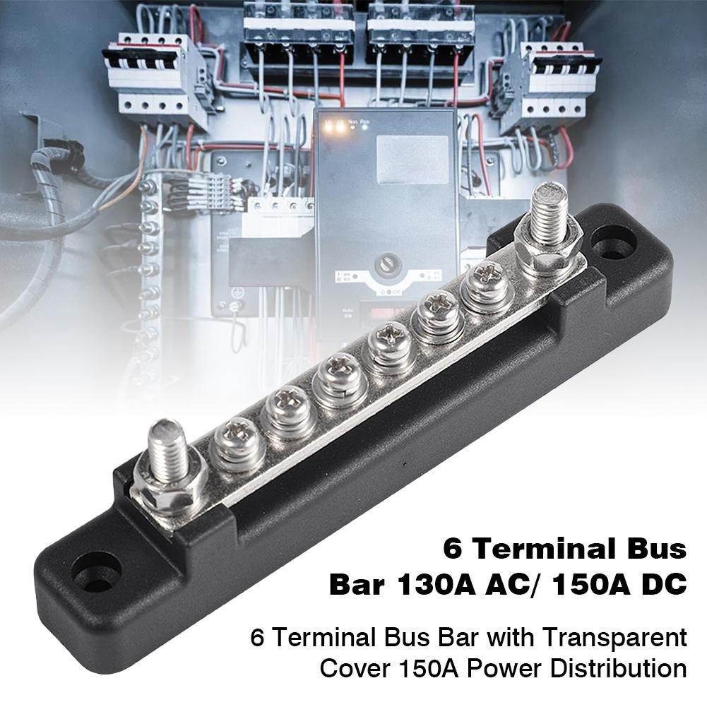 Bus Bar 12 Volts Bus Bar 12 Volts 6 Terminal Bus Bar Electric Terminal Junction Bus Bar Block 100Amp 12~48 V BusBar Block Con Copertura Per Auto Camion Barca Marina Caravan